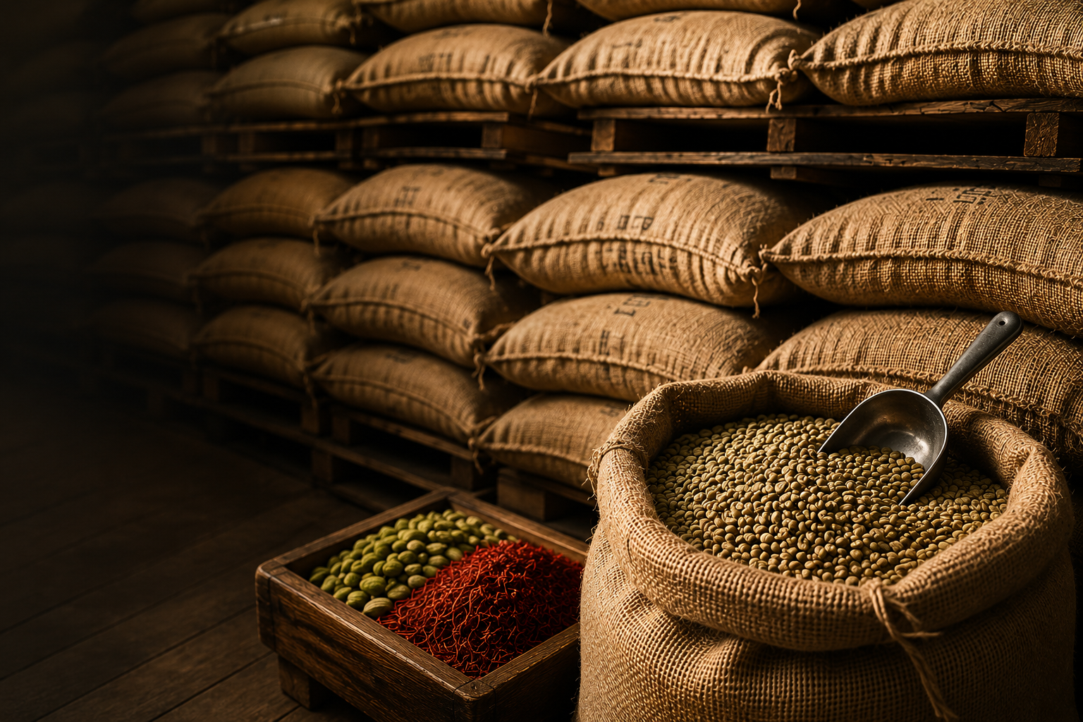 Premium coffee and spice warehouse storage